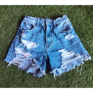 American Eagle Highest Rise 90s Boyfriend Denim Shorts Size 000 Distressed